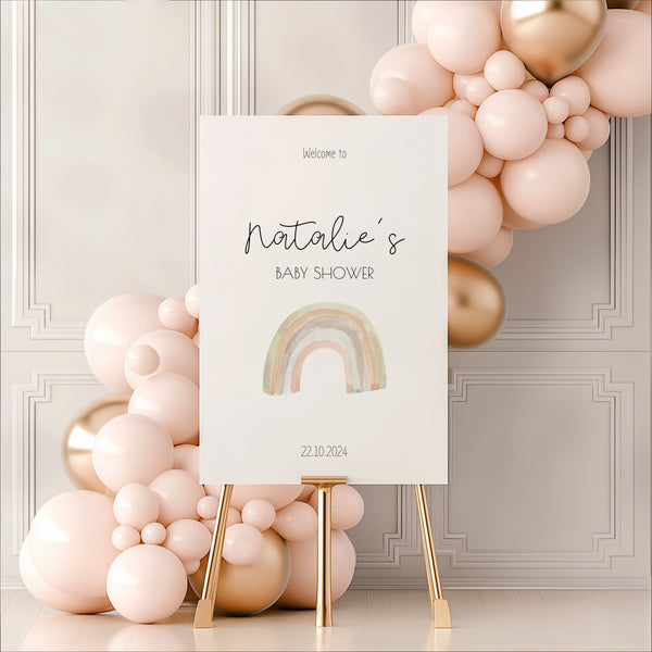 Cute Rainbow Baby Shower Welcome Sign