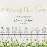 Daisy Order of the Day wedding sign - custom order of the day Daisy Floral sign