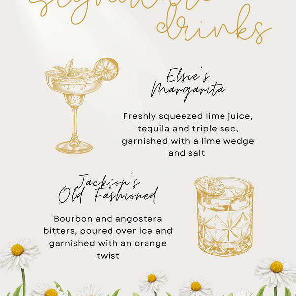 Daisy Floral Signature Drinks Sign