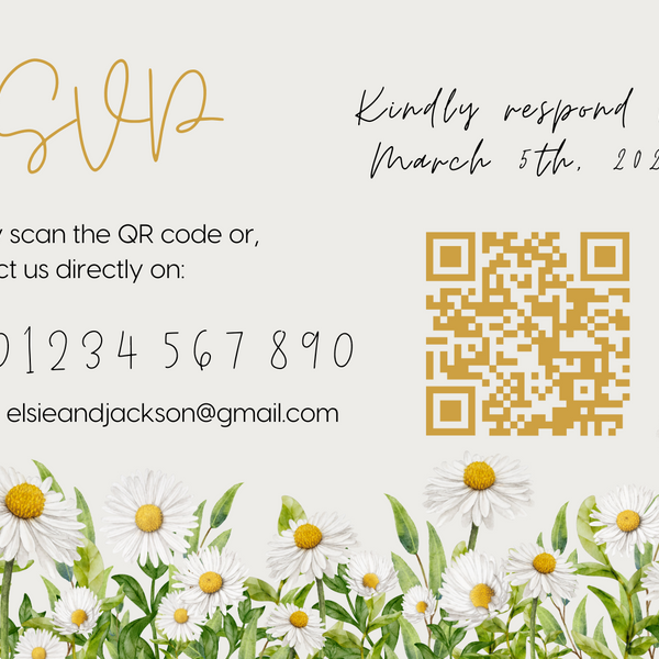 Daisy Floral wedding RSVP customised - personalised wedding RSVP Daisy themed