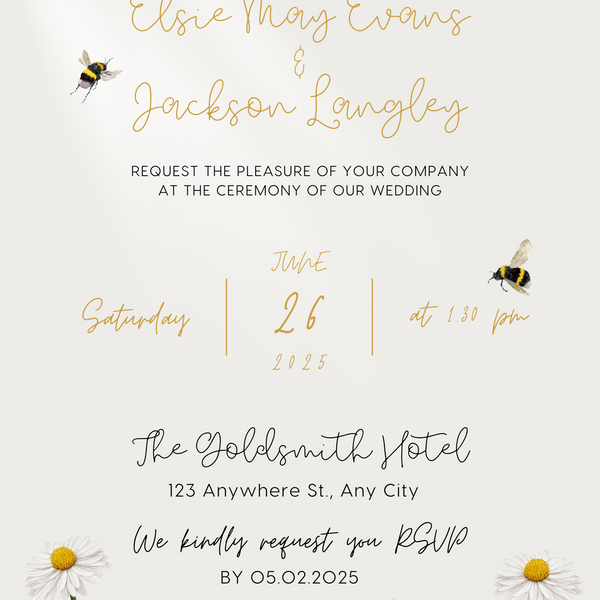 Daisy wedding invites customised - personalised wedding invitations daisy themed