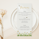 daisy floral wedding menu personalised - custom wedding menu printed 