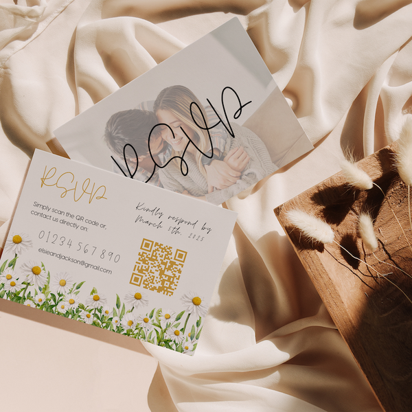 Daisy Floral wedding RSVP customised - personalised wedding RSVP Daisy themed