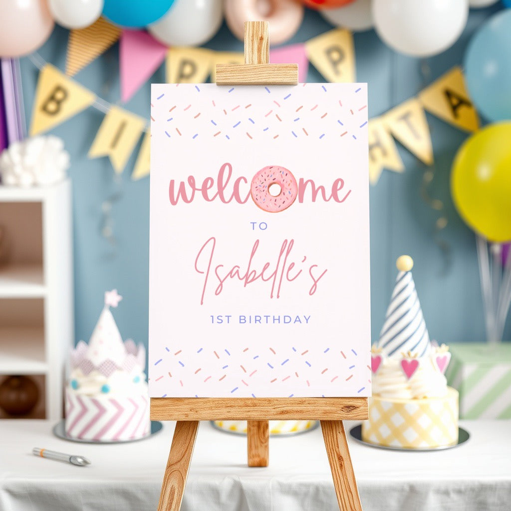 Birthday Welcome Sign - Donut Pink