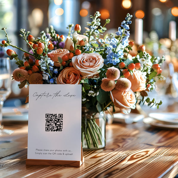 Dreamy Photo Sharing QR Code Sign for Wedding Guests - Wedding Guest Photo Sharing Sign