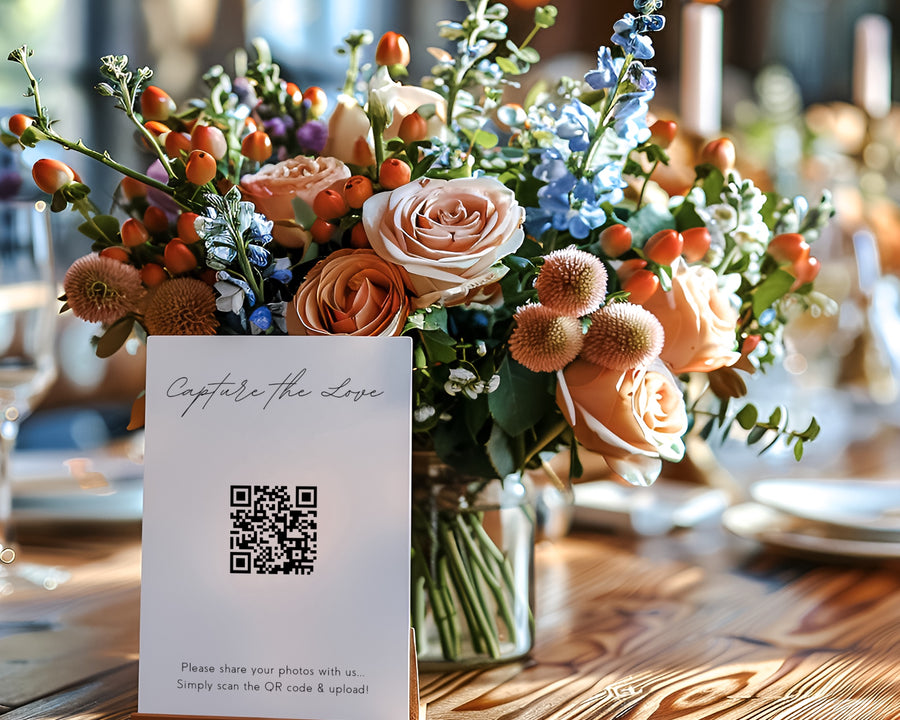 Dreamy Photo Sharing QR Code Sign for Wedding Guests - Wedding Guest Photo Sharing Sign