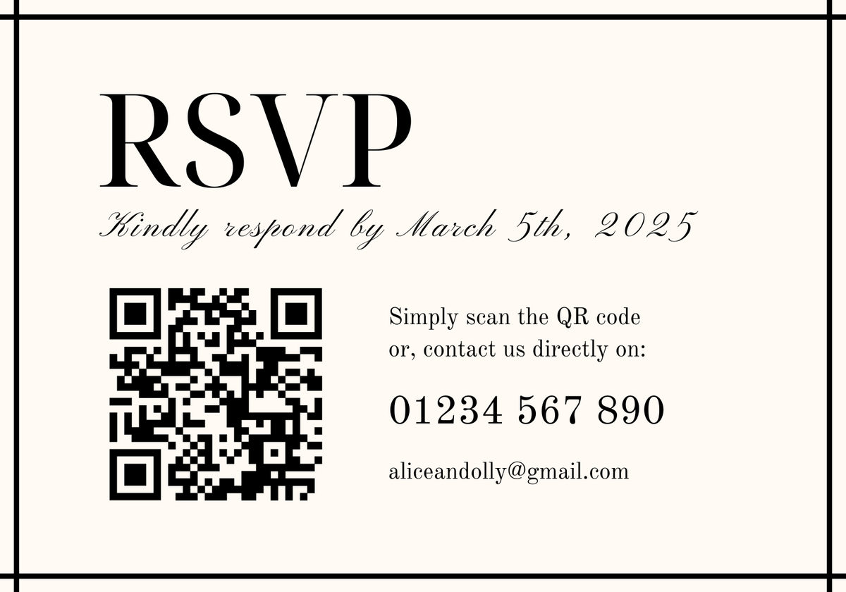 Old Money Wedding RSVP with QR Code