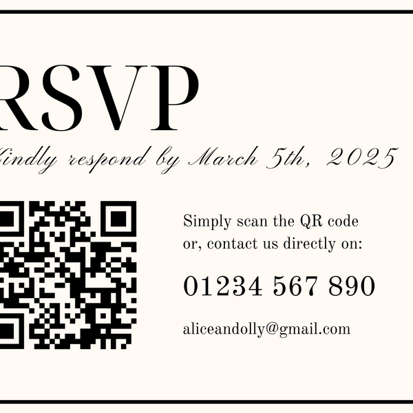 Old Money Wedding RSVP with QR Code