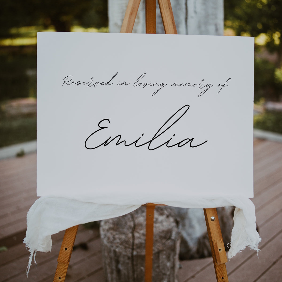 Dreamy Reserved In Memory Chair Sign for Wedding Ceremony