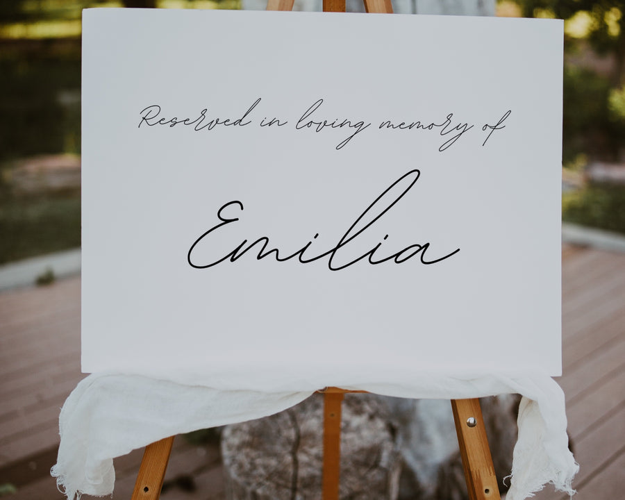 Dreamy Reserved In Memory Chair Sign for Wedding Ceremony