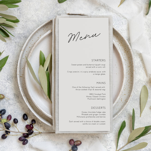 Dreamy Wedding Menu