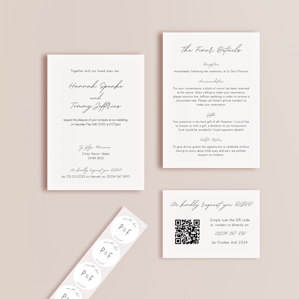 dreamy wedding stationery essentials bundle - wedding stationery bundle customised - wedding invites bundle with rsvp - personalised wedding invites rsvp bundle