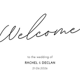 dreamy white simple welcome sign for wedding - personalised plain wedding welcome board - elegant and understated