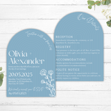 dusty blue arch wedding invites - affordable wedding invitations personalised