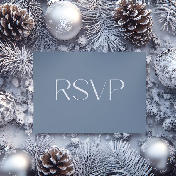 Dusty Blue QR Code RSVP for wedding - winter wedding RSVP cards - custom RSVP cards