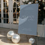 dusty blue pick a seat, not a side | winter wedding ceremony welcome sign | custom welcome board in dusty blue