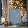 dusty blue polite notice wedding sign | custom winter wedding signage | personalised wedding boards