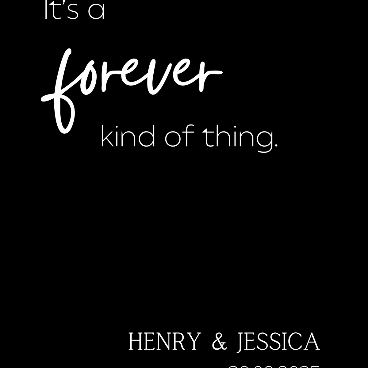 timeless black forever kind of thing wedding welcome sign - affordable wedding signage