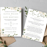 white roses floral wedding invites - affordable perosnalised wedding invitations