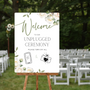 white roses floral unplugged ceremony sign - personalised wedding signs