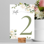 white roses floral table number signs - wedding table numbers