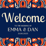 retro navy wedding welcome sign - affordable personalised wedding signs