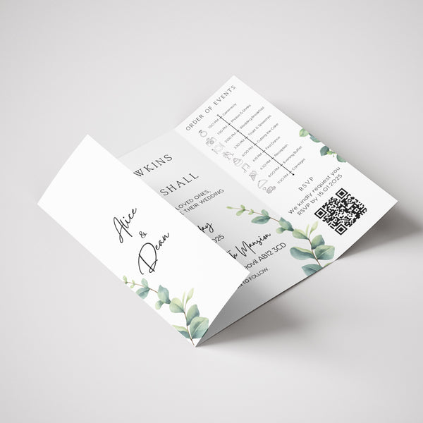 Eucalyptus Foliage Gatefold Wedding Invitations