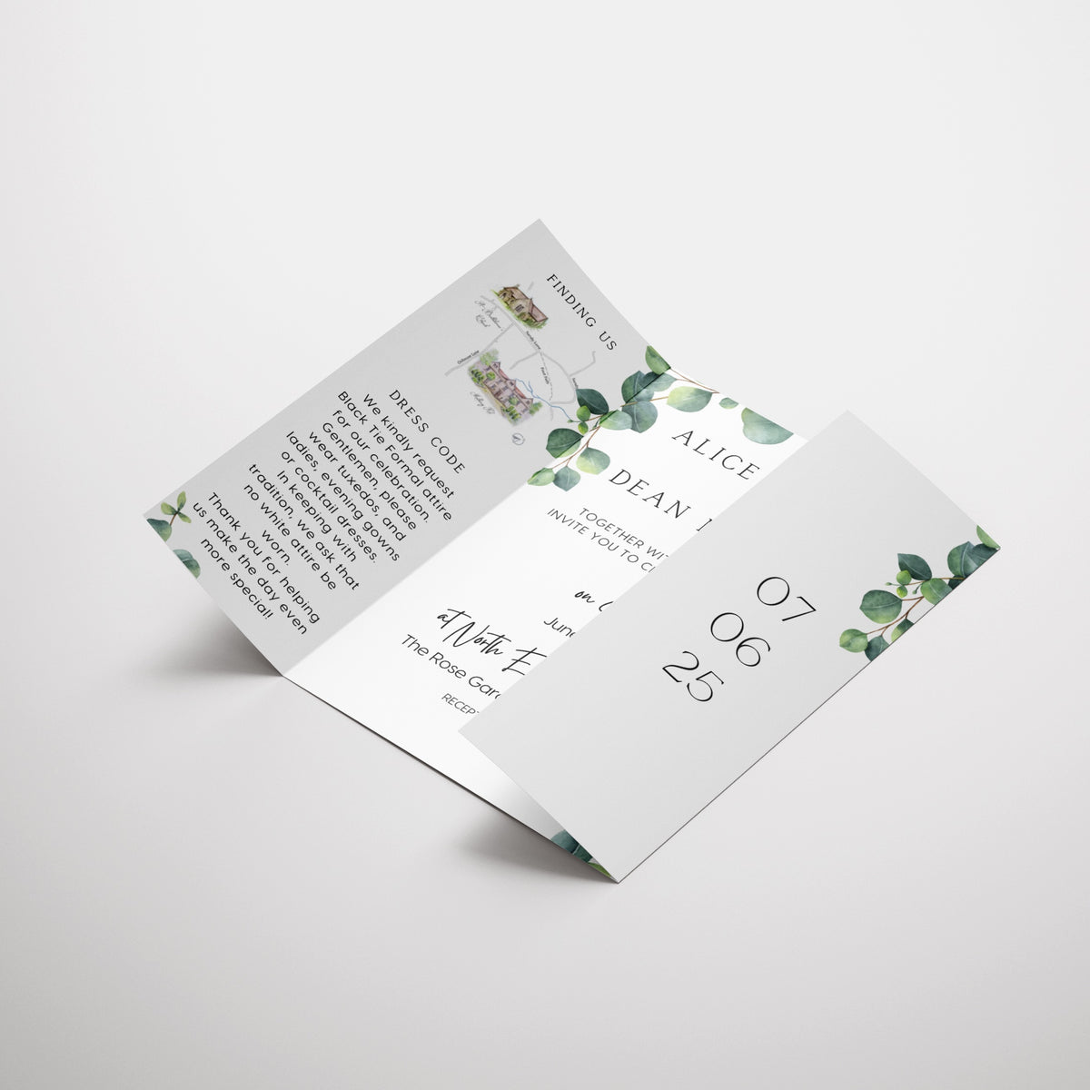 Eucalyptus Foliage Gatefold Wedding Invitations