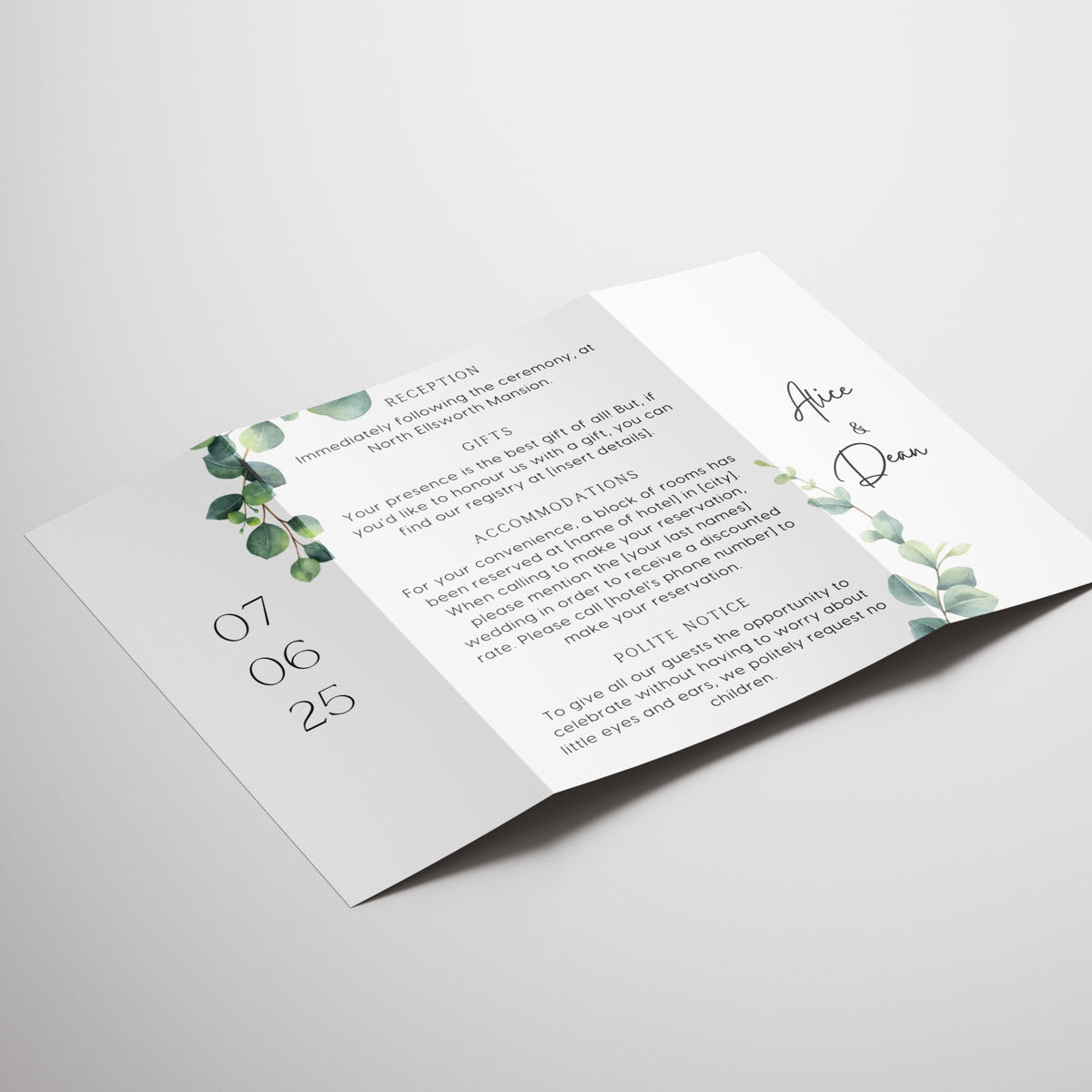 Eucalyptus Foliage Gatefold Wedding Invitations