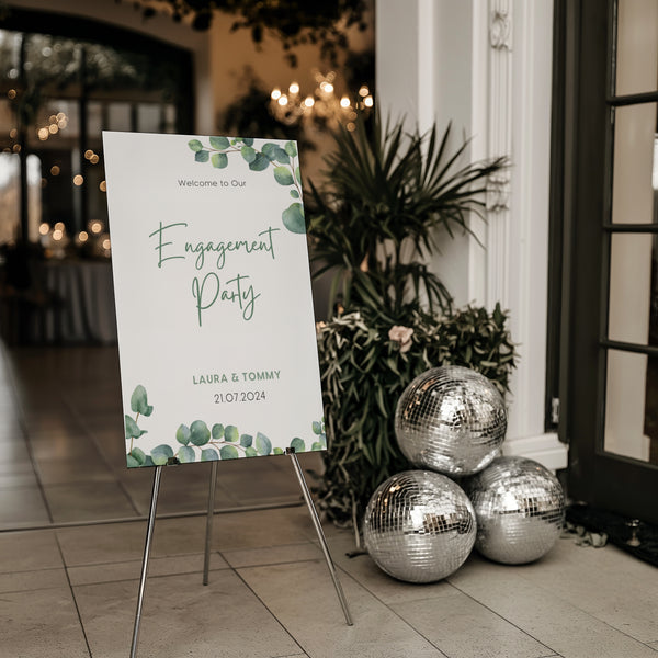 Eucalyptus Foliage Engagement Party Sign | engagement celebration welcome sign