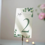 green eucalyptus table number for wedding tables - luxury wedding table numbers personalised