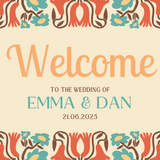 retro cream wedding welcome sign - affordable personalised wedding signs