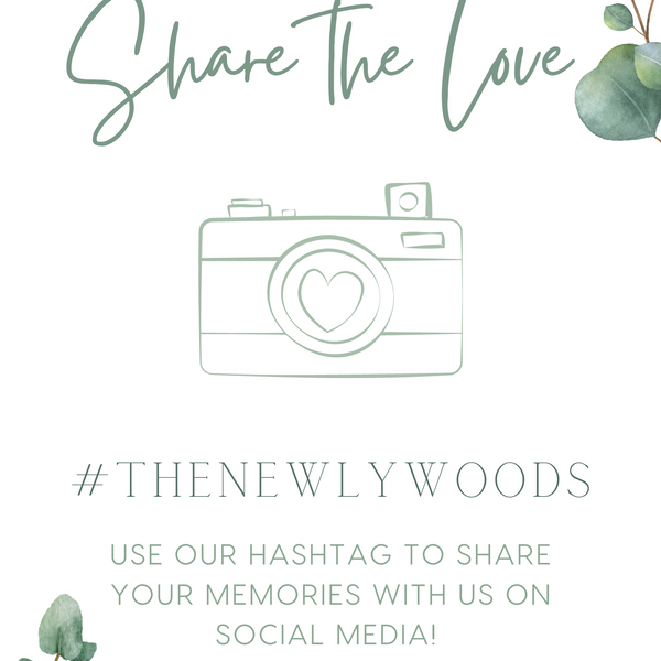 eucalyptus wedding hashtag sign - personalised wedding signs cheap