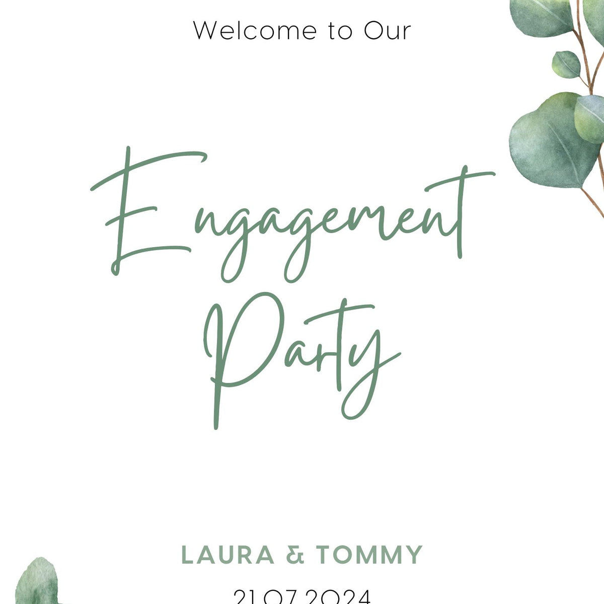 Eucalyptus Foliage Engagement Party Sign | engagement celebration welcome sign