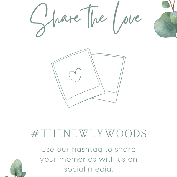 eucalyptus Wedding Hashtag Sign for Reception Display - Personalised wedding hashtag social media sign