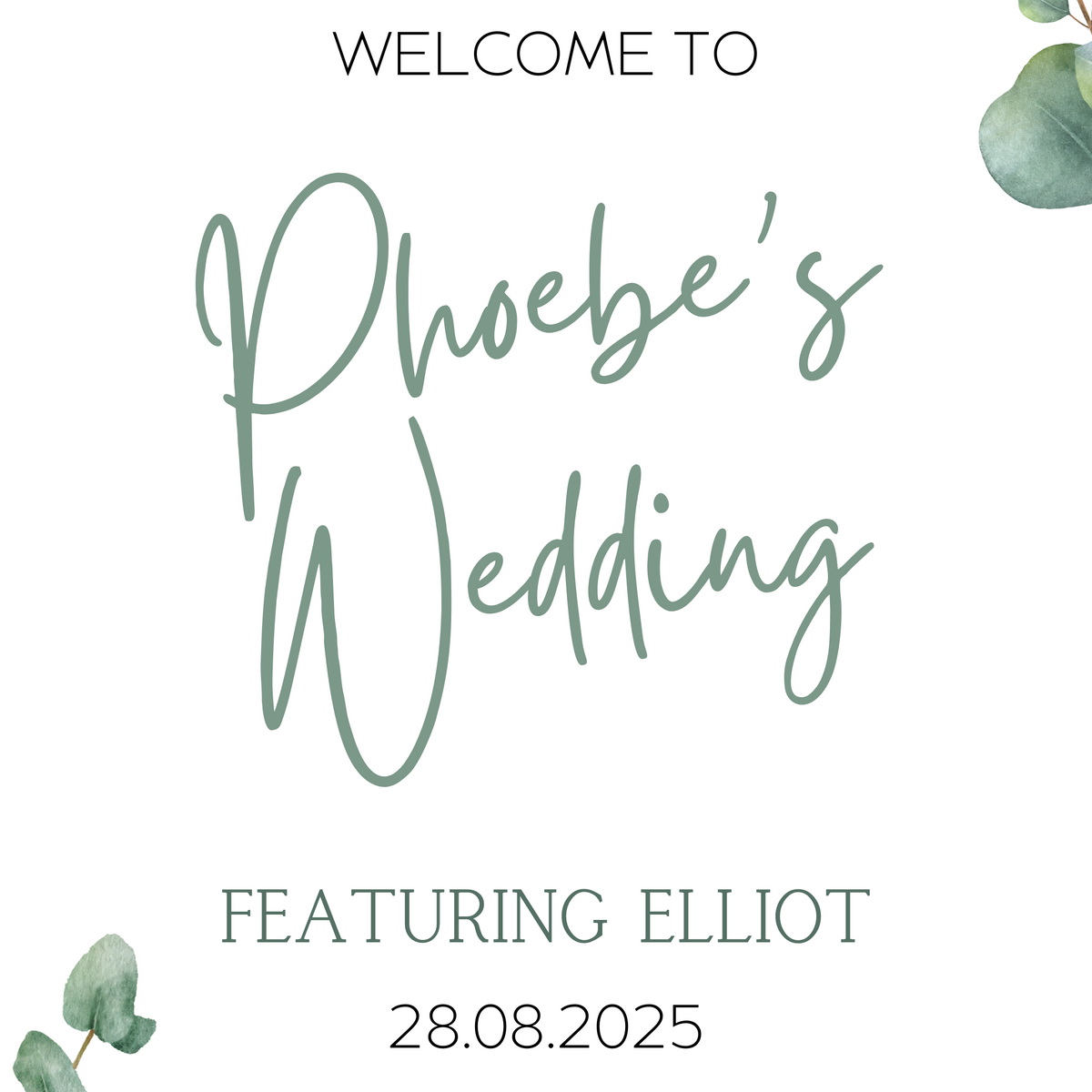 eucalyptus bride's wedding featuring groom sign - funny wedding welcome sign