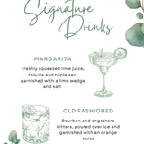 eucalyptus foliage Wedding Signature Drinks Sign - Elegant signature drinks sign personalised