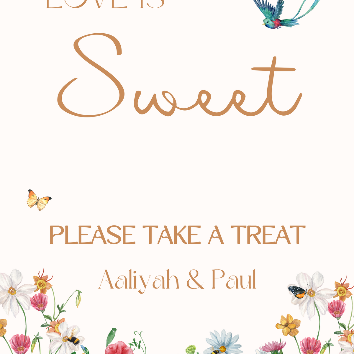 fairytale style wedding sweet table sign - affordable personalised wedding signs