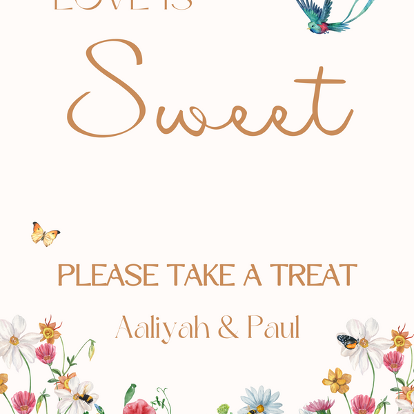 fairytale style wedding sweet table sign - affordable personalised wedding signs