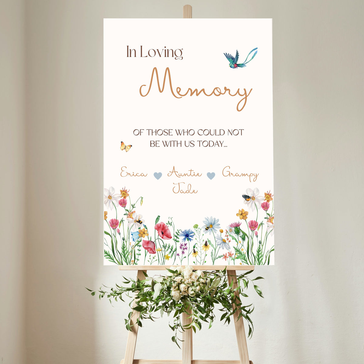 fairytale style wedding in loving memory table sign - affordable wedding signs