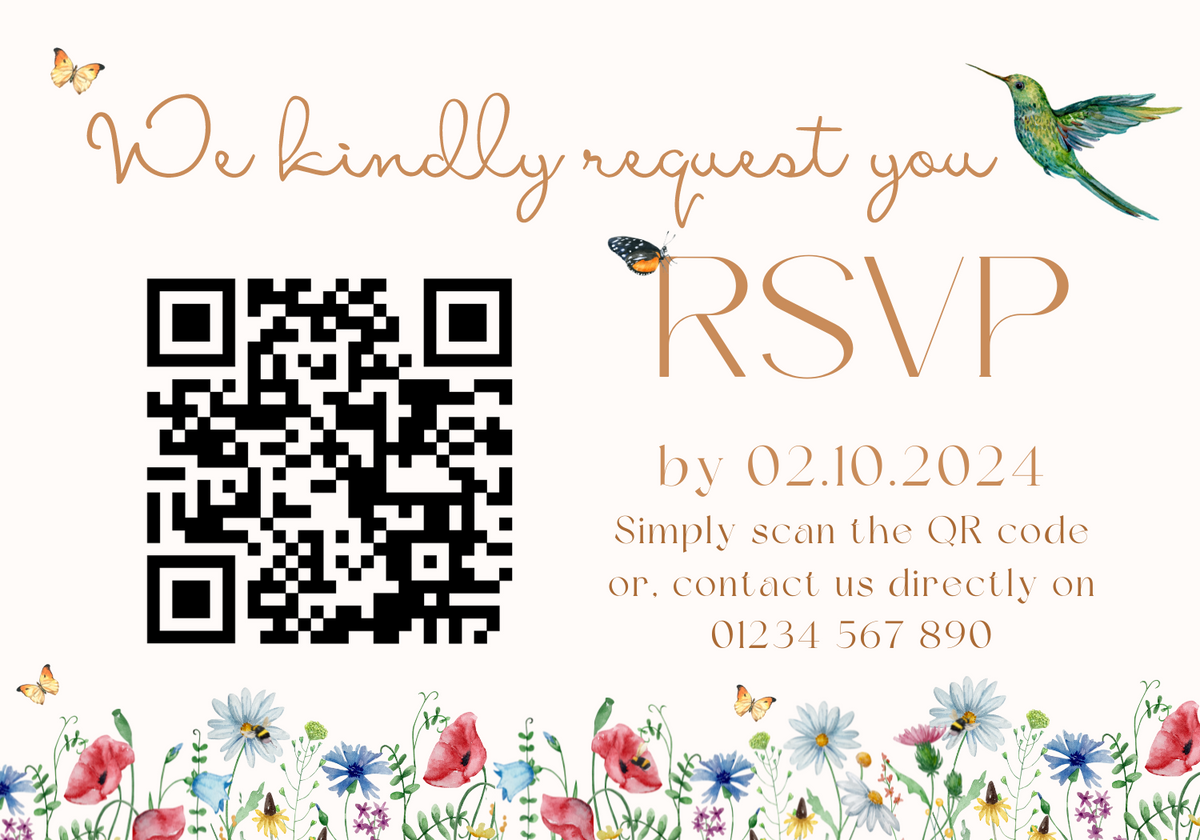 fairytale style wedding RSVP with QR - personalised wedding RSVPs invitations