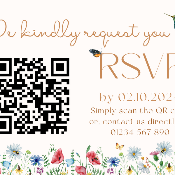 fairytale style wedding RSVP with QR - personalised wedding RSVPs invitations