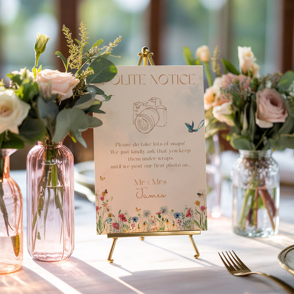 fairytale floral polite notice wedding sign - Polite notice card for wedding display - luxury wedding signage