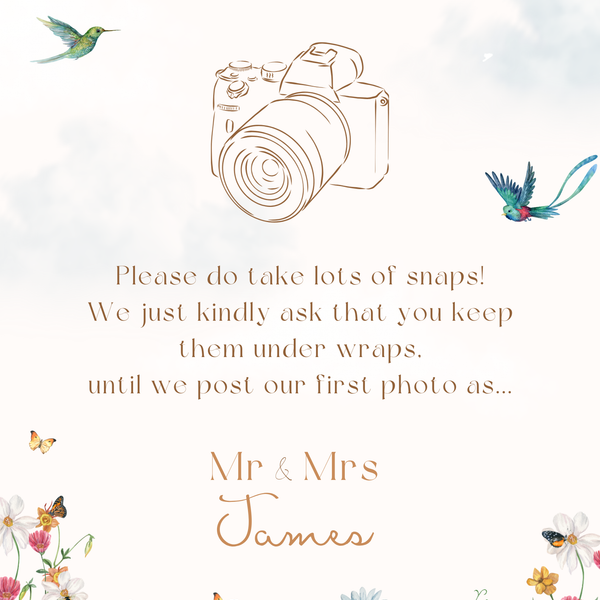 fairytale floral polite notice wedding sign - Polite notice card for wedding display - luxury wedding signage