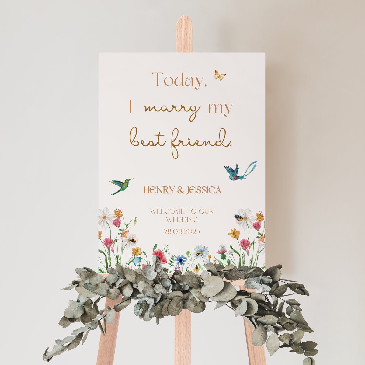 fairytale style today I marry my best friend wedding welcome sign personalised