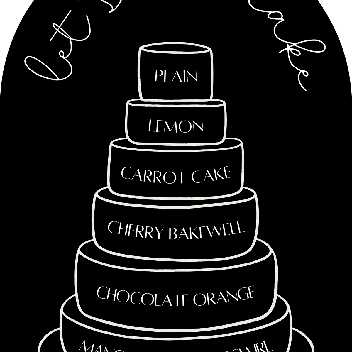 Five Tier Cake Menu - Black