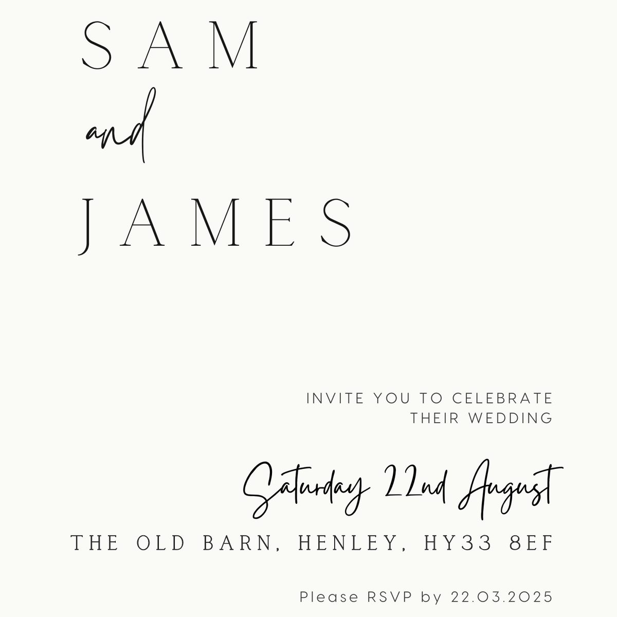 minimalist personalised wedding invites - affordable custom wedding invitations