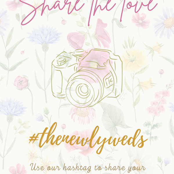 Vibrant Wildflower Floral Wedding Hashtag Sign for Reception Display - Personalised wedding hashtag social media sign