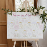 Garden Party Floral seating plan sign for wedding breakfast - pink floral wedding sign