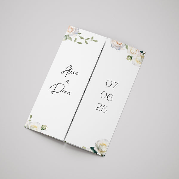 White Roses Floral Gatefold Wedding Invitations